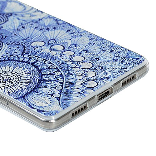 BADALink 3x Huawei P8 Lite Hülle TPU Softcase Bunt Gemalt Schutzhülle Etui Schale Totem Blumen Muster Blau Cover Shell - 4