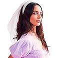 xo, Fetti Bachelorette Party Decorations Pearl Headband with Detachable Veil | White Headpiece Bridal Shower Gift, Bridesmaid Favors, White, Cream