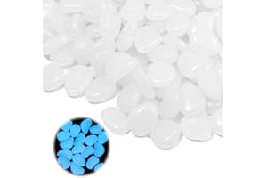 KEYQUEEN Pack of 300 Luminous Stones, Luminous Stones Glow in the Dark Pebbles Luminous Pebbles Power Through Light Solar Powered Outdoor Decorative Stones for Lawns Gardens Aquariums Flasch Patio Driveway