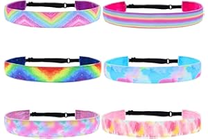 DOYUKY 6 Piezas Diademas Niñas, Diademas Elásticas Niñas, Diademas Antideslizantes Niñas, Diadema Deportiva Arcoíris, para Adolescentes, Fiestas Infantiles, Yoga, Accesorios para El Cabello