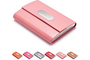 FACATH Business Card Holder, PU Leather Slim Business Card Case - Business Card Carrier ID Case/Wallet Pocket Business Name Card Holder for Women and Men