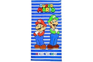 My sweety pop – Toalla de playa para niños, 70 x 140 cm, 100% algodón, ideal como regalo, regalo de Super Mario, color azul y blanco