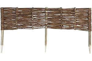 Mcsammler Weide Beeteinfassung in 16 Größen Weidenzaun Rasenkante Beetbegrenzung Steckzaun imprägniert mit Buchepflöcken für leichtes Einsetzen Palisade Länge: 100 cm Höhe: 20 cm
