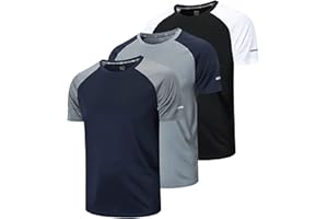frueo 3 Pack T-Shirt Homme Tee Shirt Sport Homme Manche Courte Séchage Rapide Respirant Baselayer Haut Running Fitness Gym