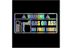 SHFT 15x7 cm GAS O ASS NO FREE RIDES Adesivo riflettente for paraurti for auto, decalcomanie in vinile (Color : Laser)