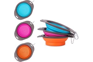 Nobleza - 3PZ Ciotola Pieghevole per Cani, Mangiatoia Abbeveratoio Portatile in Silicone Alimentare con Moschettone Alpinismo, Ciotola Portatile Usato per Gatti, Cani e Animali Domestici 540ml