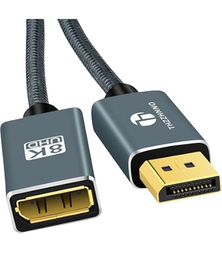 Câble DisplayPort 1.4 Angle Droit 30cm - 8K/60Hz, 4K/144Hz - Mâle Vers Femelle Pour écran Gaming