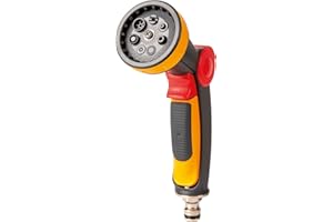 HOZELOCK - 8 Jet Multi Spray Metal Gun: Ideal for Precise Water Flow, 8 Spray Patterns: Cone, Jet, Angled, Fine Rose, Flat, Fine Mist, Shower, Centre Flow [100-101-499]