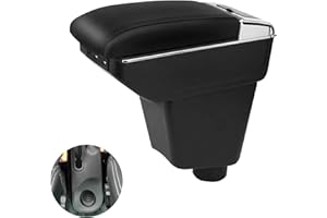 ZWPARTS Auto Armlehnen Ersatz für Renault Clio IV 2012-2019, Zweilagige Armlehne mit 7 USB Ladeanschlüssen, Schwarzes PU Leder, Mittelkonsolen Aufbewahrungsbox