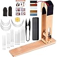 Leather Pony - Table Desktop Pony Horse Clamp with Large Eye Sewing Needles and Nail Files for DIY Leather Hand Stitching