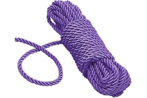 KuTi Kai All Purpose Rope 8 mm 10M - 32 Feet Length Strong Multifunctional Soft 100% Nylon Rope Natural Twisted Durable Long Ropes (Purple)