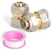 SLIAXINT 2 Pack Brass Screwed On Corrosion Resistant Transition Connector with Raw Material Tape 1/2" IG x 16mm Pipe Connecto