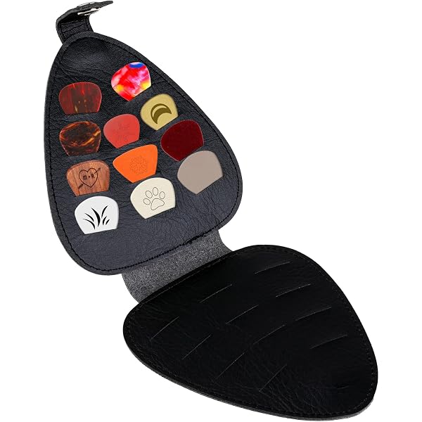 Sac Porte-Médiators Guitare En Cuir Et Laiton - Avec Porte-Clés, Range Jusqu'à 5 Médiators - Accessoire Guitariste