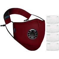 OxiClear N99 Anti Pollution Face Mask with 4 Activated Carbon Filters & Detachable Headband D.R.D.O Certified (Maroon)