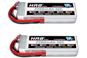 HRB POWER HRB 4S 14.8V LiPo batería 2200mAh 30C RC Lipo batería con Deans T Enchufe para RC avión helicóptero Quadcopter vehículo Barco (2 Paquetes)