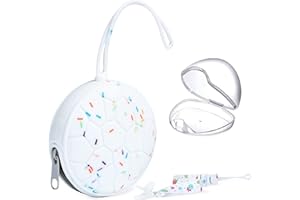 LEYOSON Orzbow Silikon Schnullerbox,BPA-Freiem Schnullertasche mit Schnullerkette und Schnulleraufbewahrung Box für 2 Schnullern,Schnullerhalter für Reisen und Zuhause (Buntes Weiß)