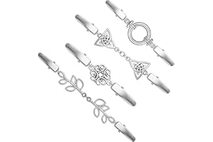 Bkemkri 4 Clips de broches para ropa mujer, Cárdigan Clip de Chal Vintage para Mujer Broche de Pinza de Suéter Alfiler de Chal Antiguo Hebilla de Cadena de Eslabones de Cárdigan Cierres de Broche