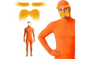 Helkroppsdräkt, orange, kostym, unisex, Lorax Slenderman-kostym, vuxen