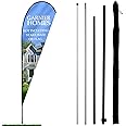 Anley Teardrop Feather Flagpole Set - Assembled Flutter Banner Pole Set with Carrying Bag - Fits 3Ft X 7.5Ft Feather Flags(Not Included) - Flagpole ONLY