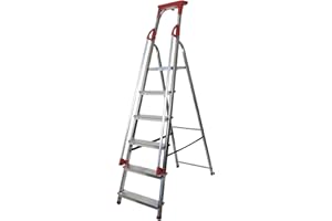 ABBEY ACCESS Abbey Aluminium Safety Platform Step Ladder With Handrail & Tool Tray 6 Tread