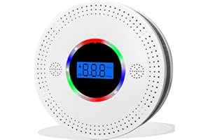 YEZALA Smoke Alarm and Carbon Monoxide Detector, Smoke Alarm and CO Alarms Battery Powered with LCD Digital Display and Sound Alarm, EN 50291 CO Monitor for Home Safety
