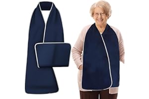 SwirlColor Bavaglino Adulti, Reversibile e Riutilizzabile Adulto Bibs per Anziani Lavabile Microsuede Materiale Clothing Protector Dignified Dining Adulto Bib per Anziani Senior Donne Uomini