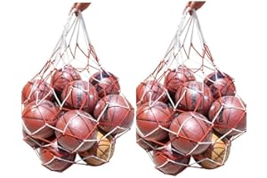 QCHOMEE 2Pcs Mesh Ball Bag Extra Large Football Basketball Net Bag Soccer Volleyball Shoulder Bag Heavy Duty Nylon Sports Equipment Carrying Bag Storage Net Sack for 8-10 Balls
