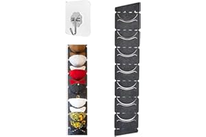 CAREDGO Organizador de Gorras para Pared Colgador de Gorras de Fieltro con 1 Gancho Adhesivo Soporte para Colgar 7 Gorras Perchero para Gorras de Béisbol para Armario Puerta