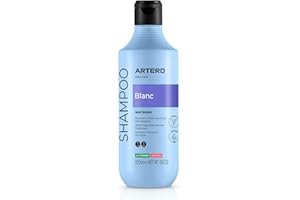 Artero Blanc. Champú Blanqueante para Perros de Pelo Blanco. Consigue el Blanco Nuclear. Brillo, suavidad y Limpieza de Raiz a Puntas. Apto para Perros Negros, Grises y Azules intensificando el Color