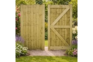 MD CARPENTRY Wooden Featheredge Garden Gate Pedestrian Gate Wooden Pressure Treated 6ft 180cm, (180cm High x 120cm Wide x 6cm Deep)