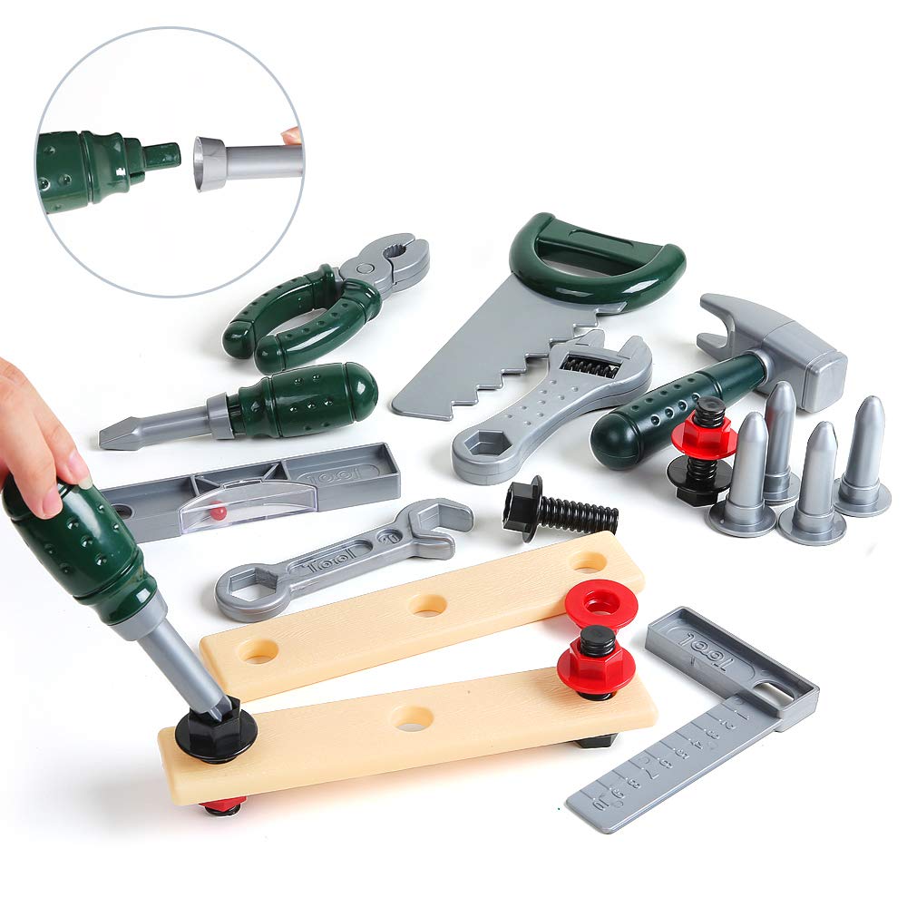 BeebeeRun-27-Pices-Jouet-Outils-Jeu-dimitation-Outil-de-Rparation-Jouet-avec-Sac--Dos-de-Rangement-Perceuse-Electrique-Jouet-Educatif-Enfant-Garon-Fille-456-Ans