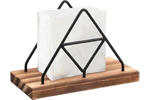 NICELAND Portatovaglioli da Cucina Nero in Metallo e Legno - Design Triangolare Moderno per Tavoli da Cucina, Ristorante e Bar