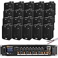 Power Dynamics 4-Zone Wall Mount Speaker and Amplifier System with 20 x 4 Inch Black Speakers
