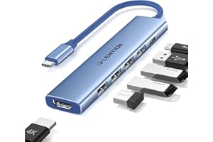 LENTION 6-in-1 Hub USB C HDMI 4K, PD 100W Ricarica, USB-A 3.0 & USB-A 2.0, Adattatore per 2023-2016 MacBook Pro M2 M1, Mac Air, iPhone 15 Plus Pro Max, Surface Pro 9, Chromebook (CH17, Blu)