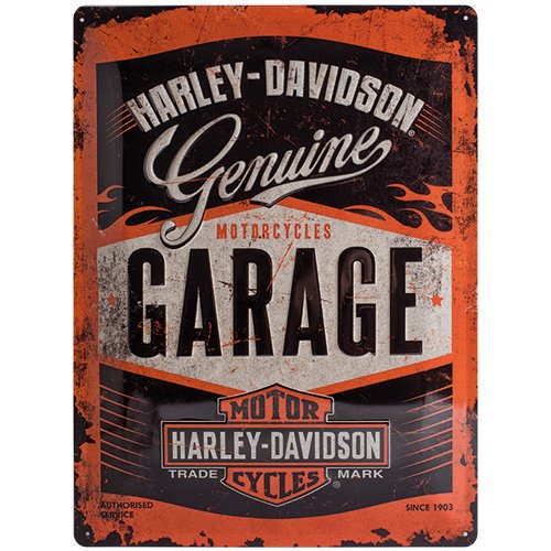 Nostalgic Art Harley Davidson Garage - Placa decorativa, metal, 30 x 4