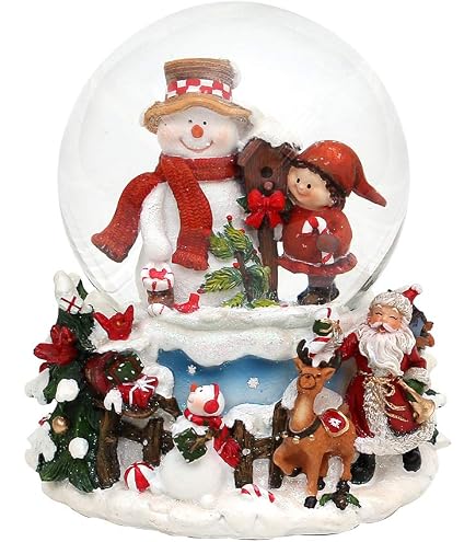Palla Di Neve XXL Dekohelden24 – Babbo Natale Con Albero E Musica “We Wish You A Merry Christmas” – 15x15x20 Cm