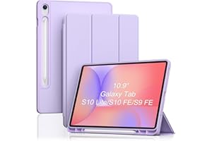 ProCase Carcasa Completa para Samsung Galaxy Tab S10 Lite/S10 FE 10.9" 2025 / Tab S9 FE 10.9" 2023，Incluye Soporte, Ranura para Lápiz Y Cubierta De TPU+PU. Color Púrpura Claro - Púrpura Claro
