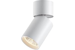 FOOC Foco LED Lámpara de pared de techo moderna 15W 4000K Vertical Horizontal girada, ø60mm 36° para sala de estar Oficina Comercial Habitación infantil Cocina, Blanco