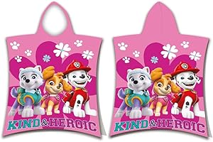 Jerry Fabrics Paw Patrol Asciugamano da spiaggia con poncho, 115 x 50 cm, super morbido, asciugamano poncho per bambini e asciugamano in cotone assorb