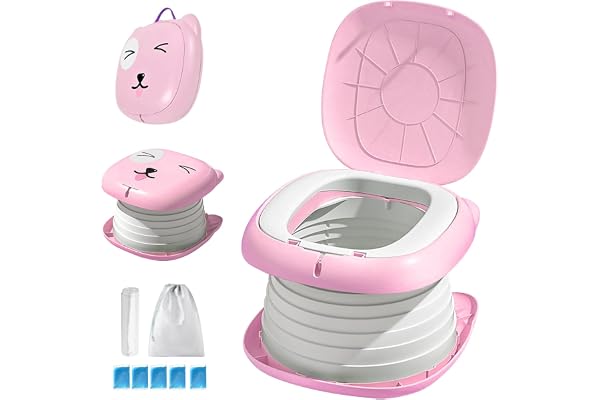 Siège de toilette pliable pour enfants, pot de voyage pour voiture, extérieur et intérieur, pratique pour le camping et les déplacements, compact et portable, toilette pliante pour enfant, rose