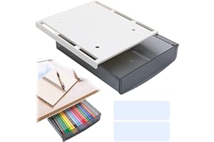 WSAMJIN Organizzatore Nascosto Sotto Il Tavolo, Cassetto Portamatite Autoadesivo Sotto La Scrivania Dell'Ufficio, Cassetto Portaoggetti Sotto Il Tavolo Per La Cucina (1 Confezione, Bianco)