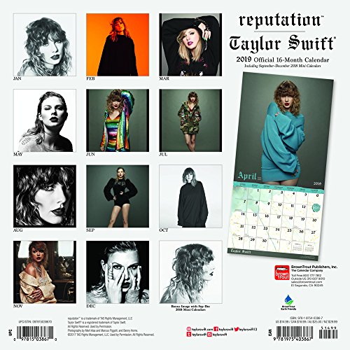 Livres Couvertures de Taylor Swift 2019 Calendar
