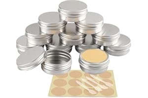 YANCAER 10 pezzi Barattoli di alluminio 15ml Argento - D41mm x H17mm Scatola Rotonda in Alluminio con Tappo a Vite Contenitori in Metallo per Lozione Crema Maschera Mini Candela
