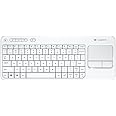 Logitech K400 Plus Wireless Touch TV Keyboard With Easy Media Control and Built-in Touchpad, QWERTY US International Layout - White