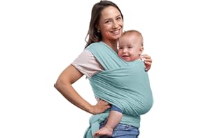 CuddleBug Baby Wrap - Fascia Porta Bebe - Fascia Bebe Morbida ed Elastica- Carrier Bebè - Marsupio Neonato e Bambino - Adatto da 3 a 15 kg - Taglia Unica - Marsupio Bambino Ergonomico (Mint)