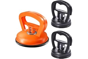 XZSKD 3 Pcs Car Dent Puller, Dent Removal Kit, Dent Remover Tool, Car Dent Puller Kit with Suction Cup, Glass, Screen, Tiles Lifting, Objects Moving, Car Dent Puller Kit (1 Large Orange + 2 Small Black)