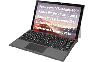 Arteck Microsoft Surface Pro 7/6/5/4/3 Type Cover, Ultra-Slim Portable Bluetooth Wireless Keyboard with Touchpad Built-in Rechargeable Battery