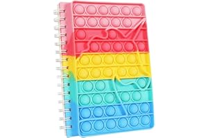 Deolven Poppet Notebook, Pop Fidget It A5 Carnet de Notes Journal de Bord Poppit Cahiers, Push Pops Poppets Fidgets Pad pour Enfants, Adultes, Filles et Garçons, Licorne Arc-en-Ciel, 50 Pages
