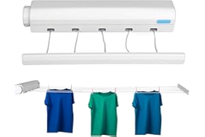 TOWEBOORY Tendedero Retráctil, Telescópico para Interiores Y Exteriores, Línea De Secadora De Ropa Montada En La Pared, Línea para Colgar Ropa para Baños, Cocinas, Balcones(5 líneas)