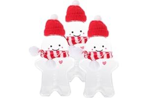 NUOBESTY 3 Sets Weihnachten Lebkuchenmann Saftflaschen Mit MüTze Und Schal Wiederverwendbare Plastikflaschen FüR Saft Milch Und GeträNke Durchsichtige Flaschen FüR Weihnachtsfeier Und Geschen